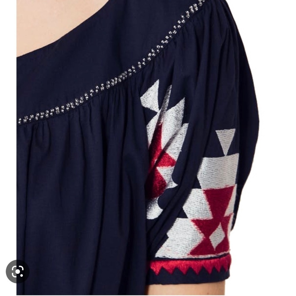 Tory Burch embroidered mini dress size 4 navy blue - Picture 3 of 11